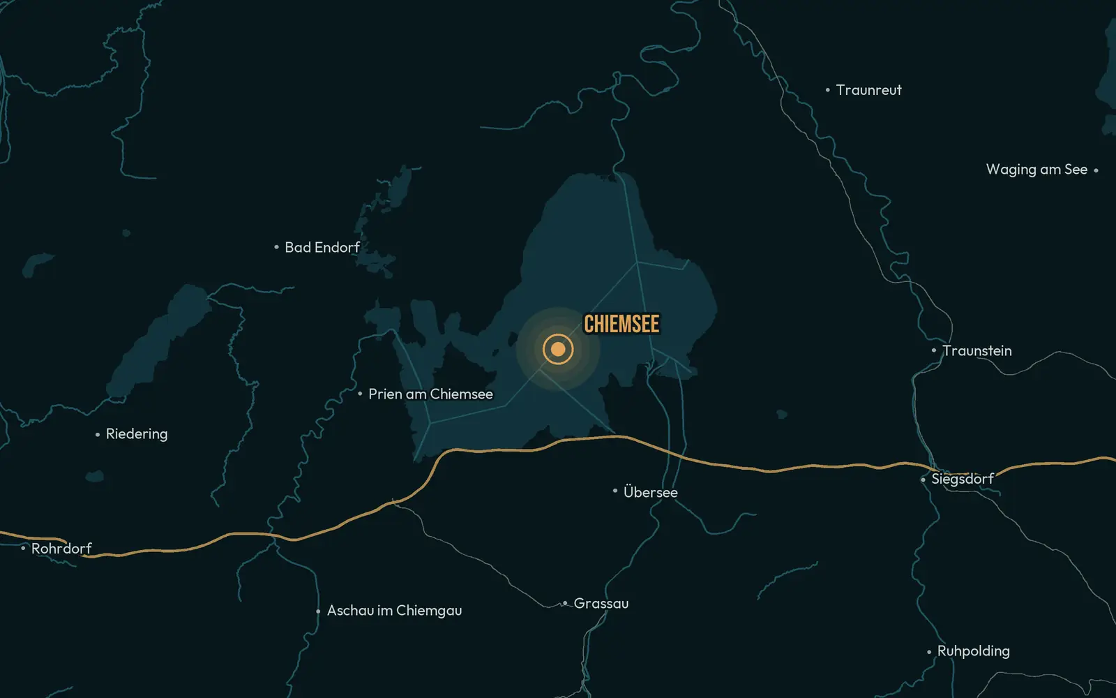Karte der Region Chiemgau mit den Städten und Landkreisen