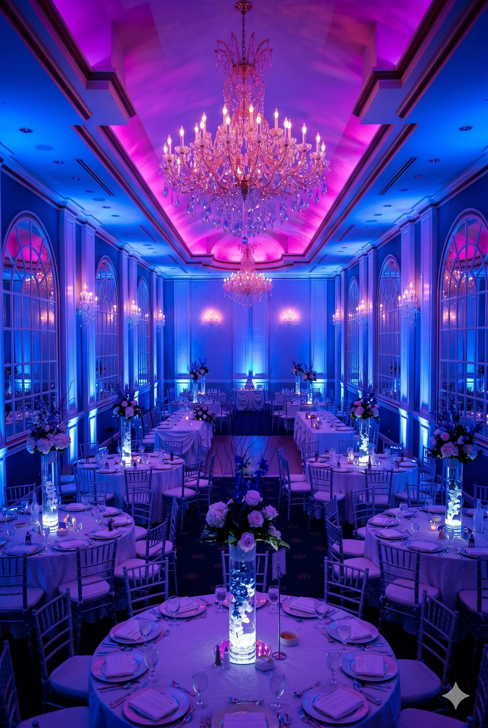 Uplights blau lila Ballsaal
